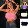 Summer Women's New Style Feather Fur Sling Wrapped Chest Sexy Vest