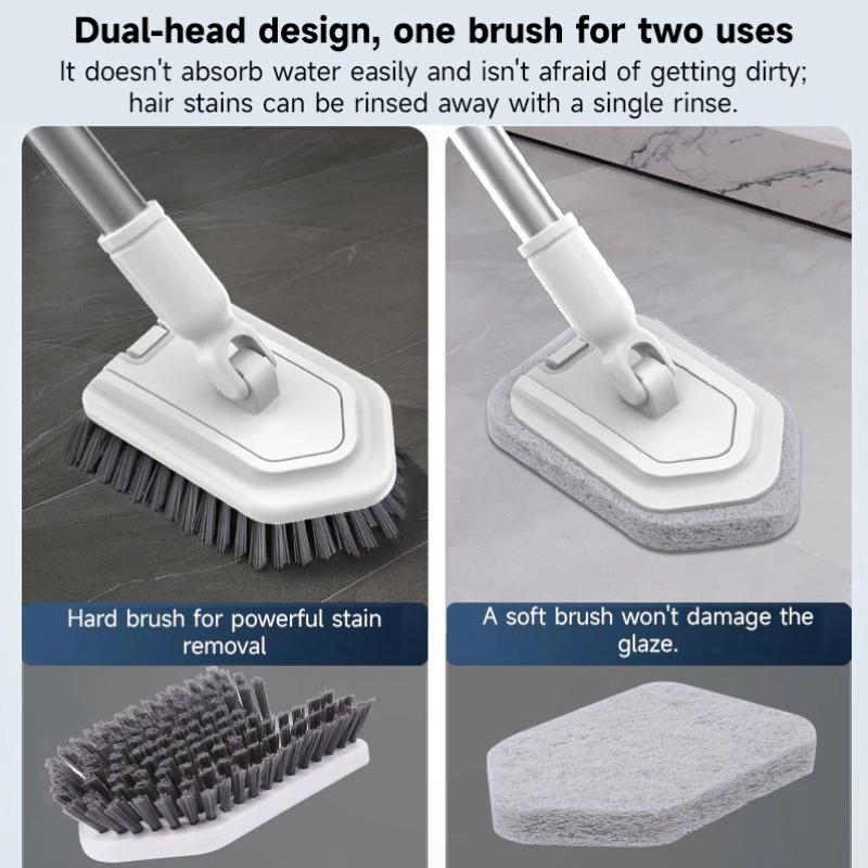 Телескопическая Длинная Ручка Щетка для Чистки Ванной Плитки Туалета Треугольная Щетка Многофункциональная Двойная Щетка Головка Щетка для Пола
