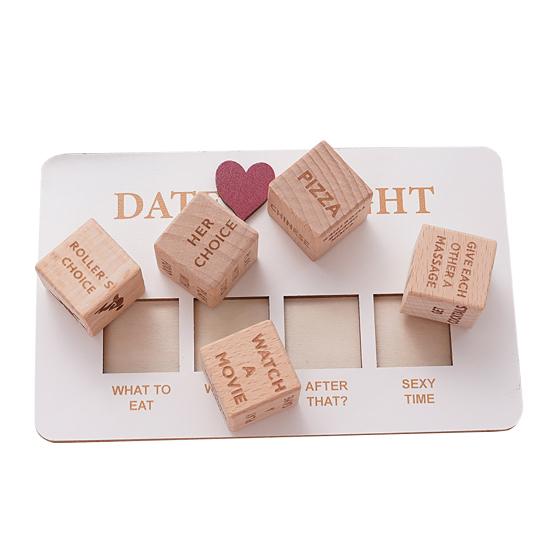 1 набор игральных костей для принятия решений для пар, 5 деревянных игральных костей и набор игральных костей для свиданий, игральные кости для еды на День святого Валентина, девичник, свадебный подарок