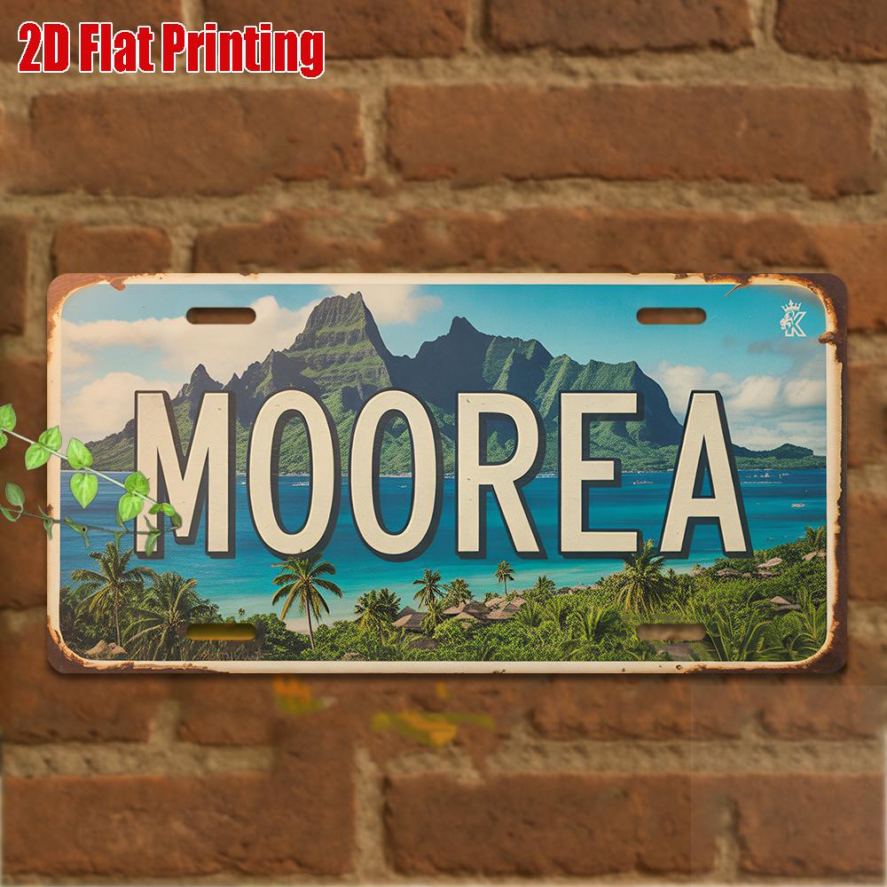 D Flatpc Vintage Metal Sign for Decorationg Only Decorative Sign (xcm) MOOREA Aluminum Sign Tropical Island Decor