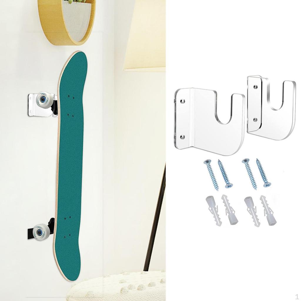 Acrylic Skateboard Wall Mount Hanger Rack Display Holder Stand for