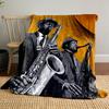 Artistic Jazz Saxophonists Orange Line Art Yellow Cozy Blanket, Silky Soft Blanket for Restful Sleep, Durable Warm Throw for Outdoor Fun