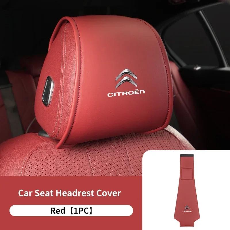 Leather Car Seat Headrest Protect Cover Universal Accessories For Citroen C5 C1 C2 C6 C4L DS3 DS4 DS5 C-Elysee Grand Berlingo ald256