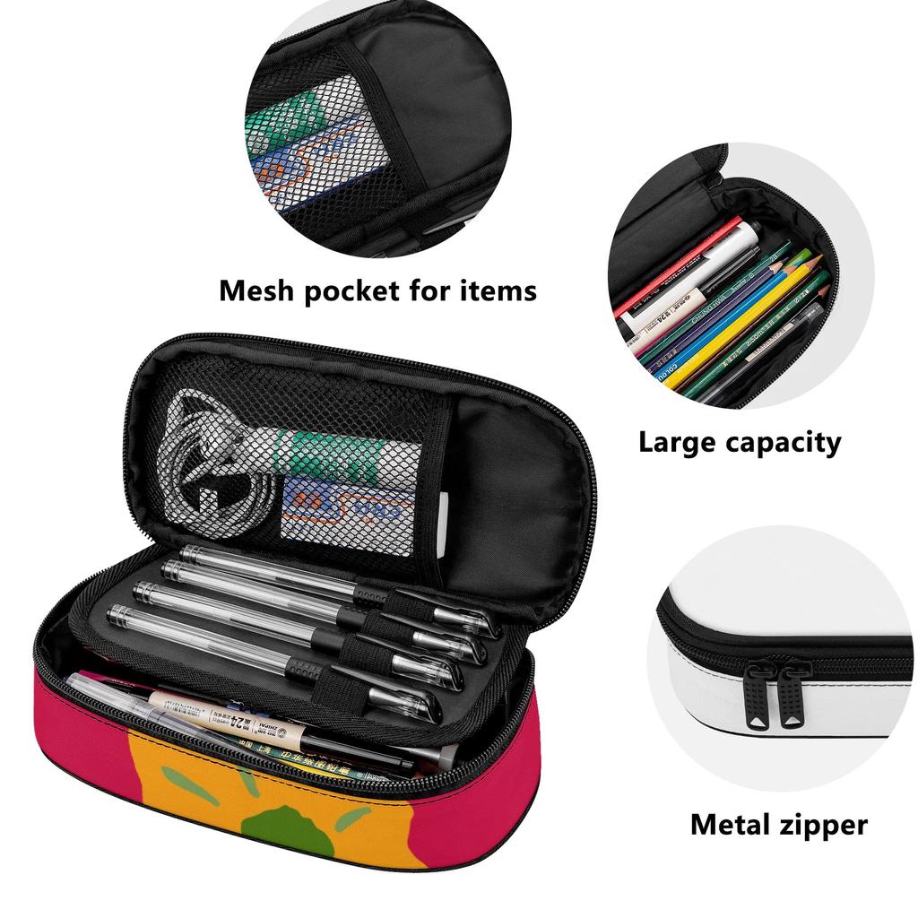 Pen Case 300D Polyester Organized Storage Easy Open Zipper with Mesh Pocket Removable Divider and Pen Slots for Boys Girls