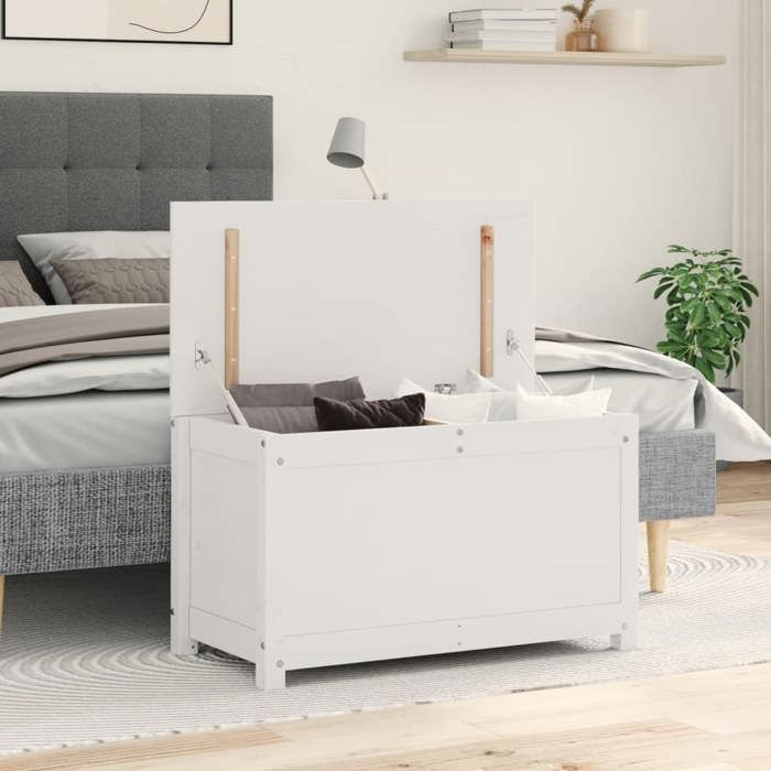 823535 vidaXL Storage Box White 80x40x45.5 Cm Solid Pine Wood