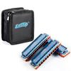 East Top Harmonica 3 Set Blues Harp 10 Holes 20 Tones Brass Cover Canvas Case Cleaning Cloth for Study and Practice Diatonic Harmonica Beginners,