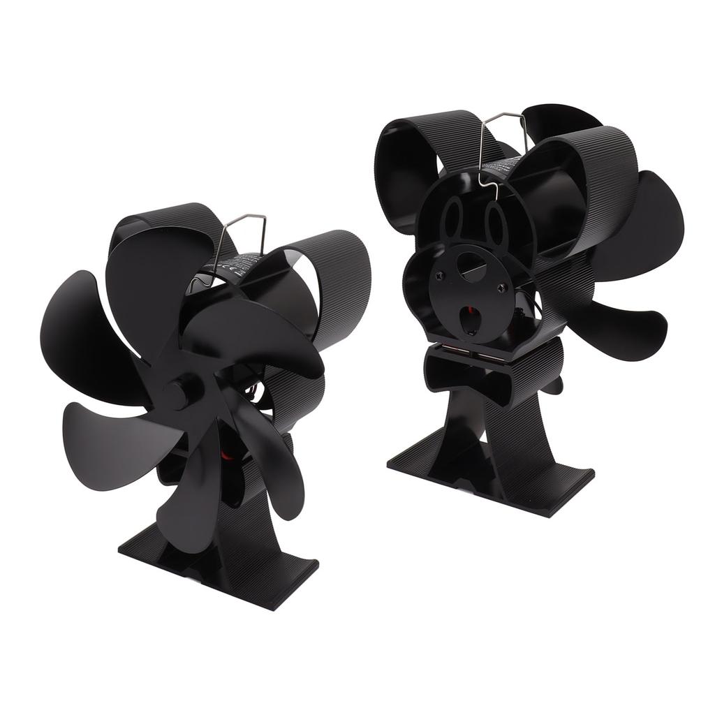 6-лопастной термоэлектрический вентилятор для печи для дровяного камина, дымохода, каминный вентилятор увеличивает поток теплого воздуха, бесшумная работа, черный