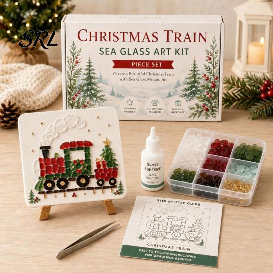Sea Glass Art Kit Style DIY Craft for Adults Kids, Handmade Coastal Keepsake Making Project, Creative Wall Decor Home Christmas Party Hobby
