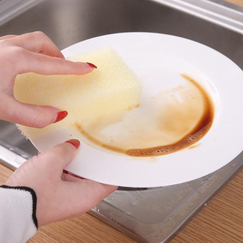 2Pcs Imitation Loofah Sponge Brush Heavy Duty Cleaning Sponge for Kitchen Bathroom Dishes Faucets Stove Sink Tiles Windows