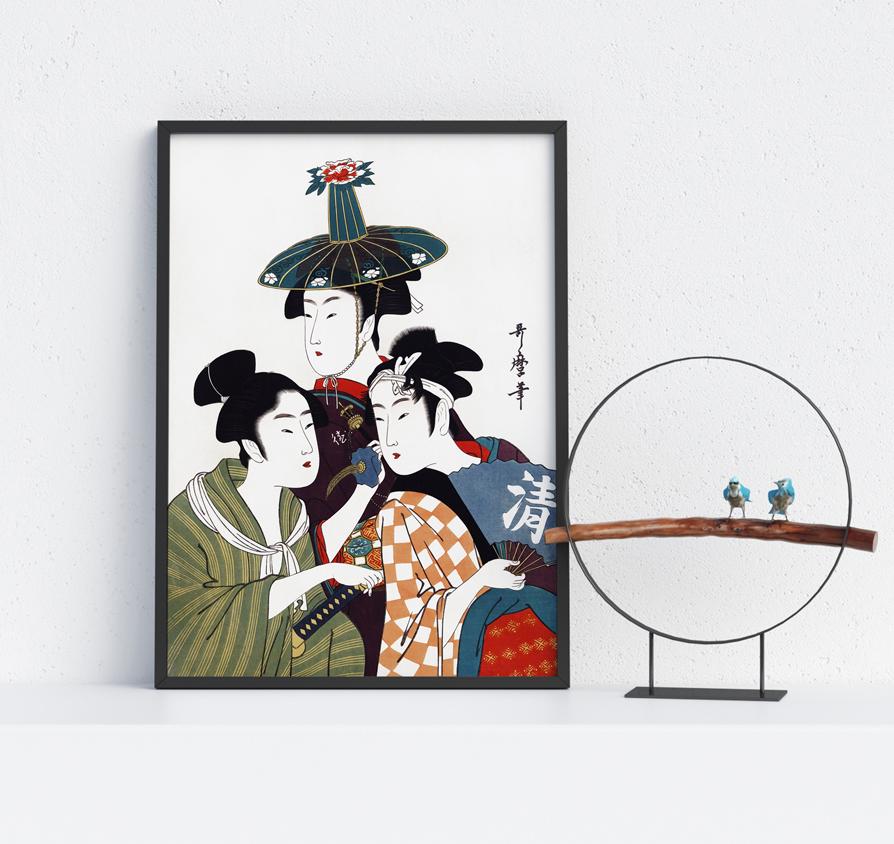 Плакат трио японские картины
