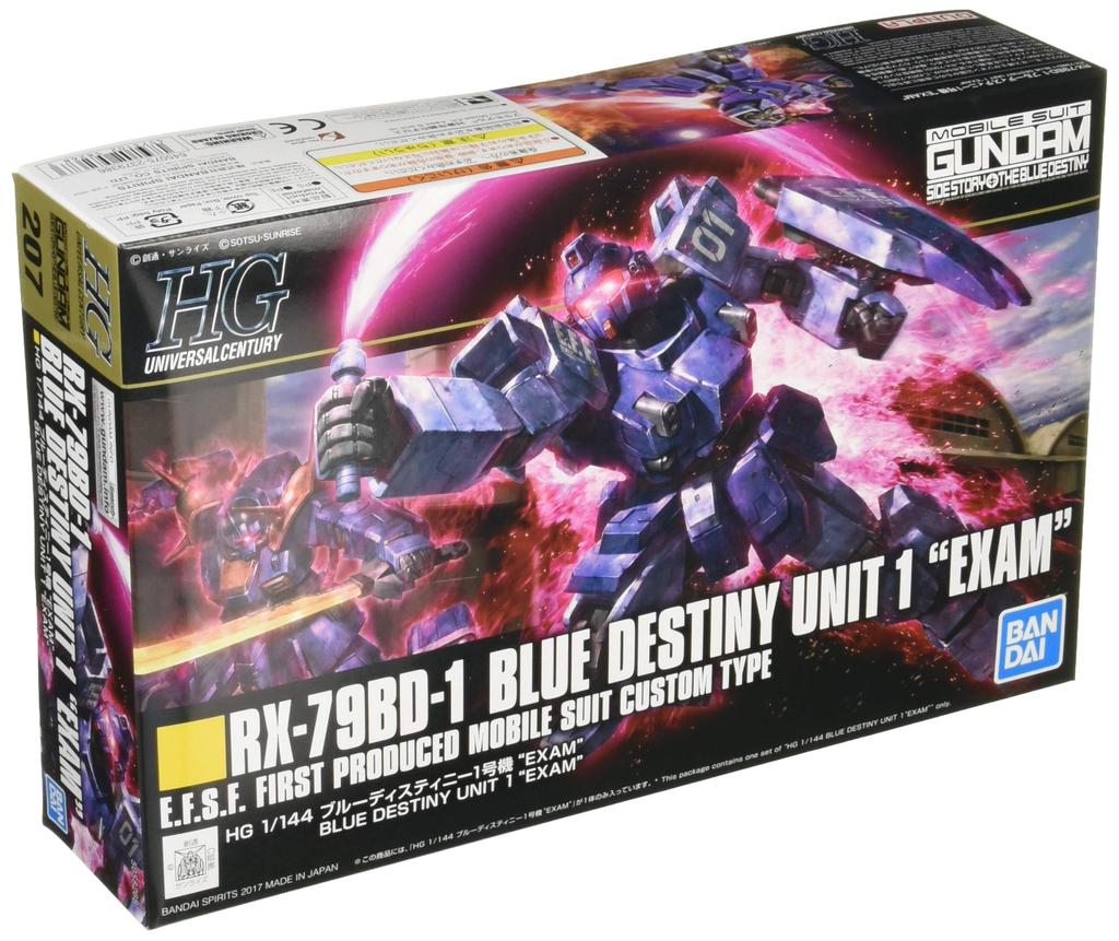 Пластиковая модель HGUC Mobile Suit Gundam Gaiden Sengen no Blue Destiny Unit 01 в масштабе "EXAM" 1/144 с цветовой кодировкой