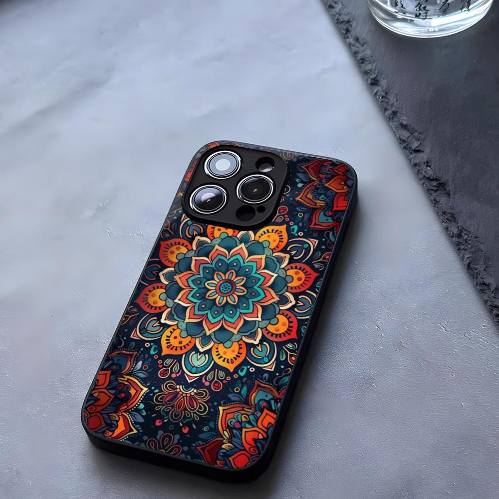 Mandala Flower Phone Case Tempered Glass For IPhone 17 13 14 16 12 15 11 Pro Max Plus Mini X XR SE2020 Coque
