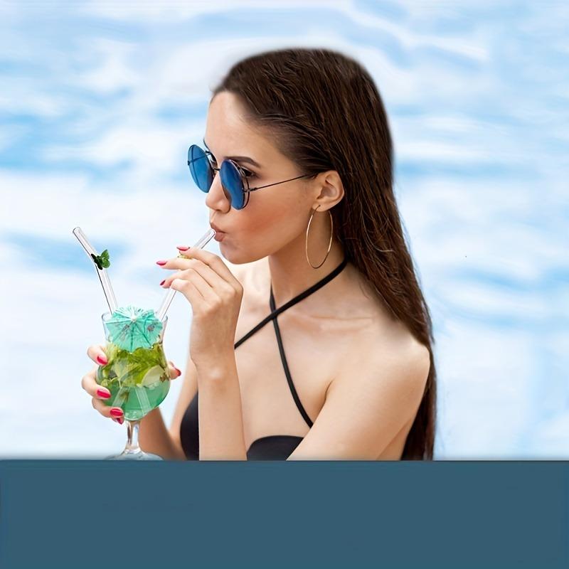 7 шт./компл. прозрачные стеклянные соломинки «Бабочка» — многоразовые, можно мыть в посудомоечной машине — в комплект входят 2 чистящие щетки