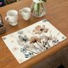 1/4 Pcs Printed Placemat Floral Pattern Heat Isolation Wrinkle-Resistant Desk Protection Party Kitchen Dining Decoration Table Mat