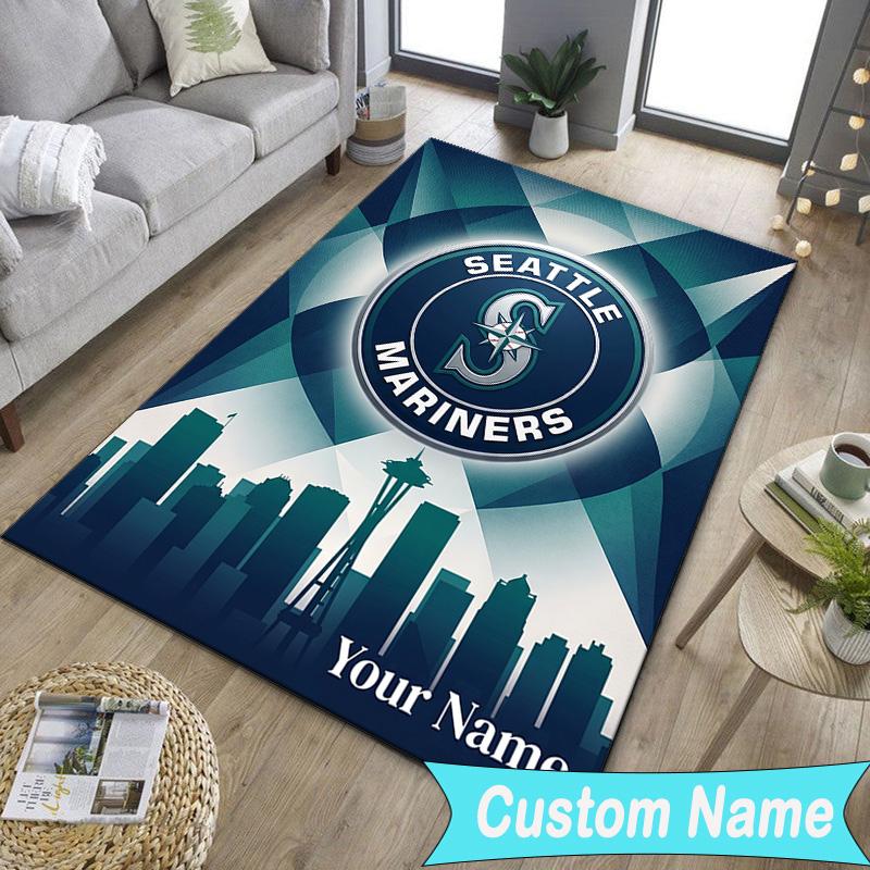 Custom NameMariners Team Logo Carpet, Indoor Rug, Chair Rug, Living Rooms, Doormat Made From Polyester Home Decor Birthday Christmas Gifts