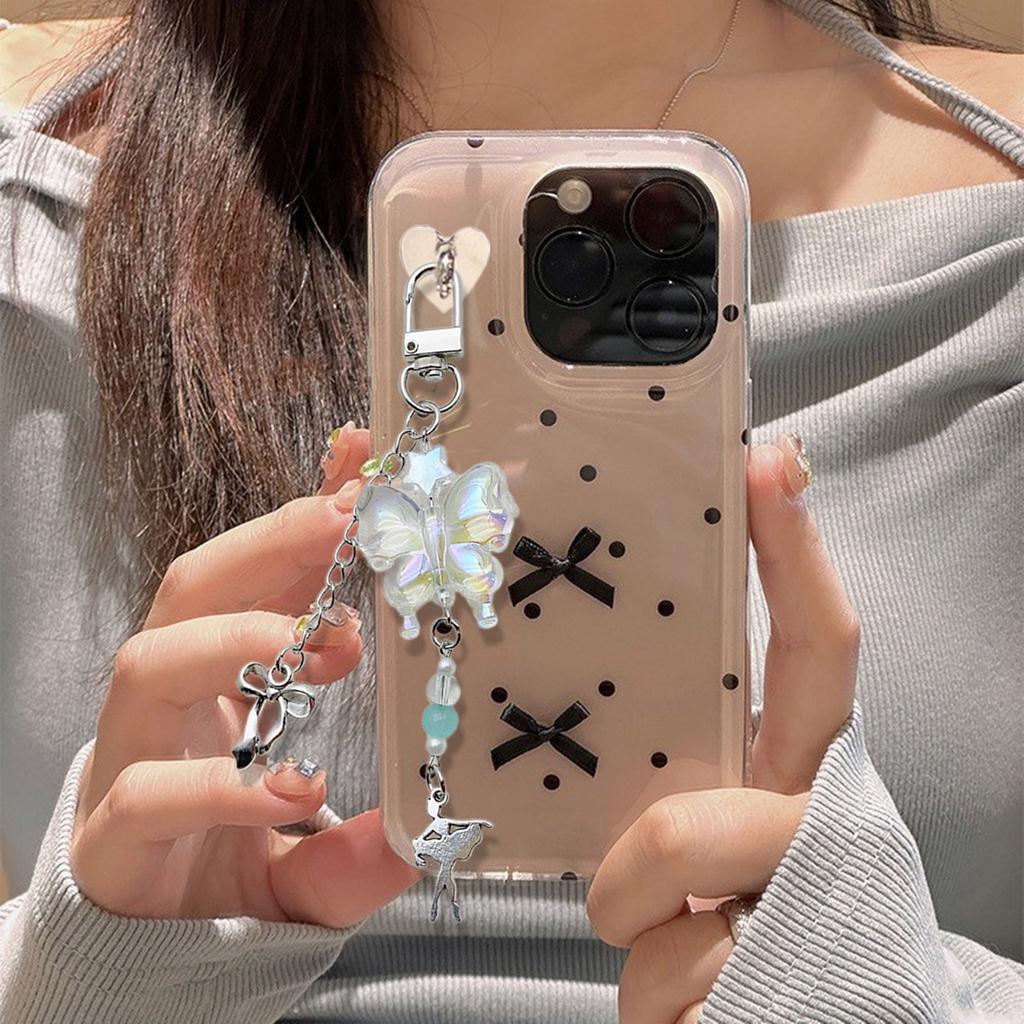 Стильное украшение для телефона и ключей Элегантный акриловый кулон-шарм в виде бабочки с цветовым градиентом для телефонов и ключей