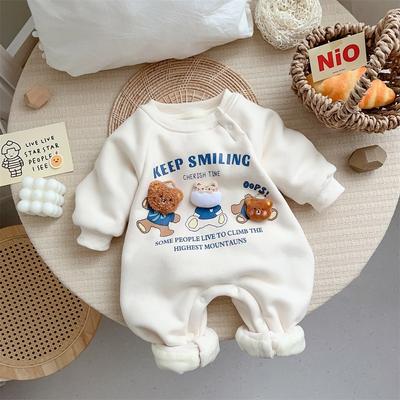 Новая детская одежда для поздней осени и начала зимы, альпинистский костюм с рисунком медведя из мультфильма, теплый поддерживающий костюм на флисовой подкладке, детская утепленная одежда