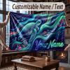 Octopus Sea Life Theme Throw Blanket Custom Name Text Personalized Blanket Soft Cozy Blanket for Home Sofa Bed