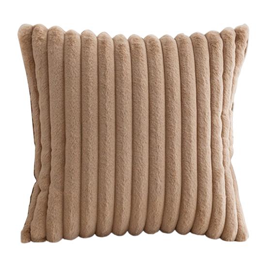 Throw Pillowcase Soft Plush Striped Pure Color Square Shape Bedroom Living Room Sofa Decoration Pillowcase Pillow Cover