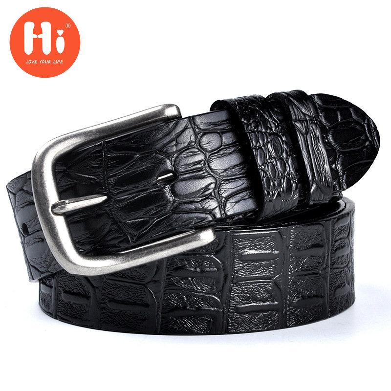Hi Men's Leather Belt Luxury Designer Belts Men High Quality Male Metal Buckle Belt