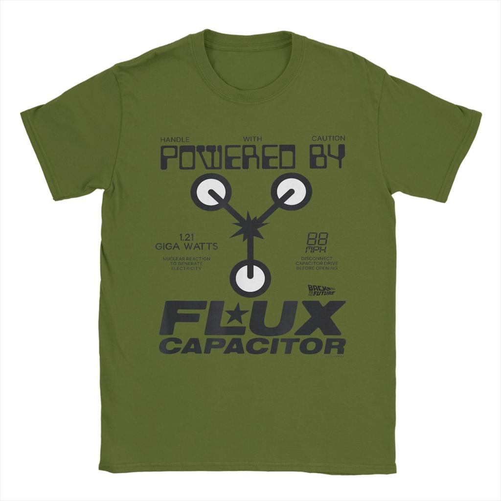 Back to The Future Powered by Flux TShirt Summer  Vintage TShirts Cotton Trendy Cool Tee Shirt For Couple Print Tees