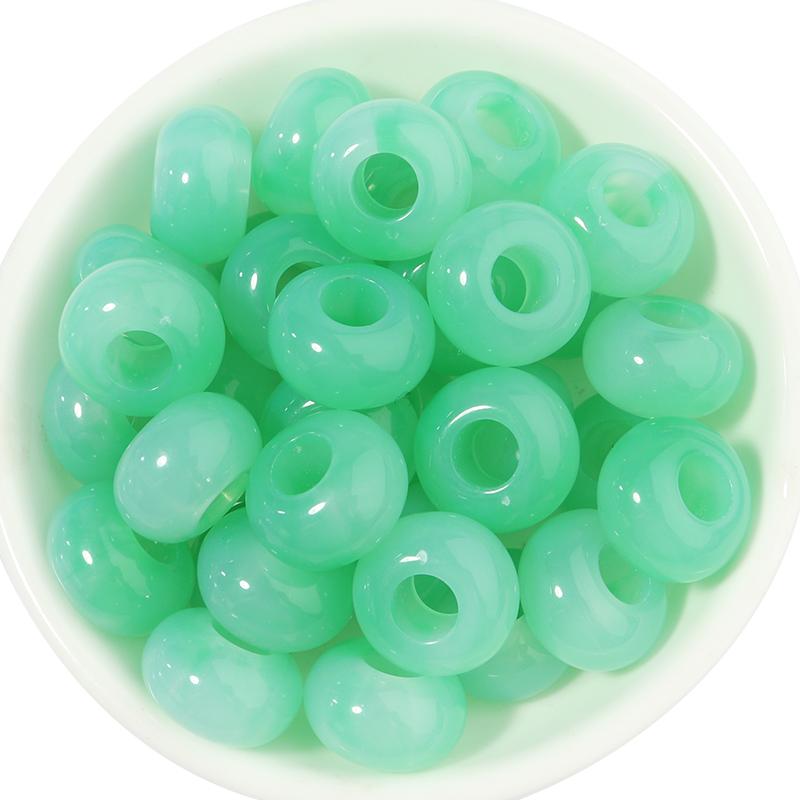 50pcs/lot Colorful Round Acrylic Beads Big Hole Loose Spacer Beads For Jewelry Making DIY Necklaces Bracelets Accessories