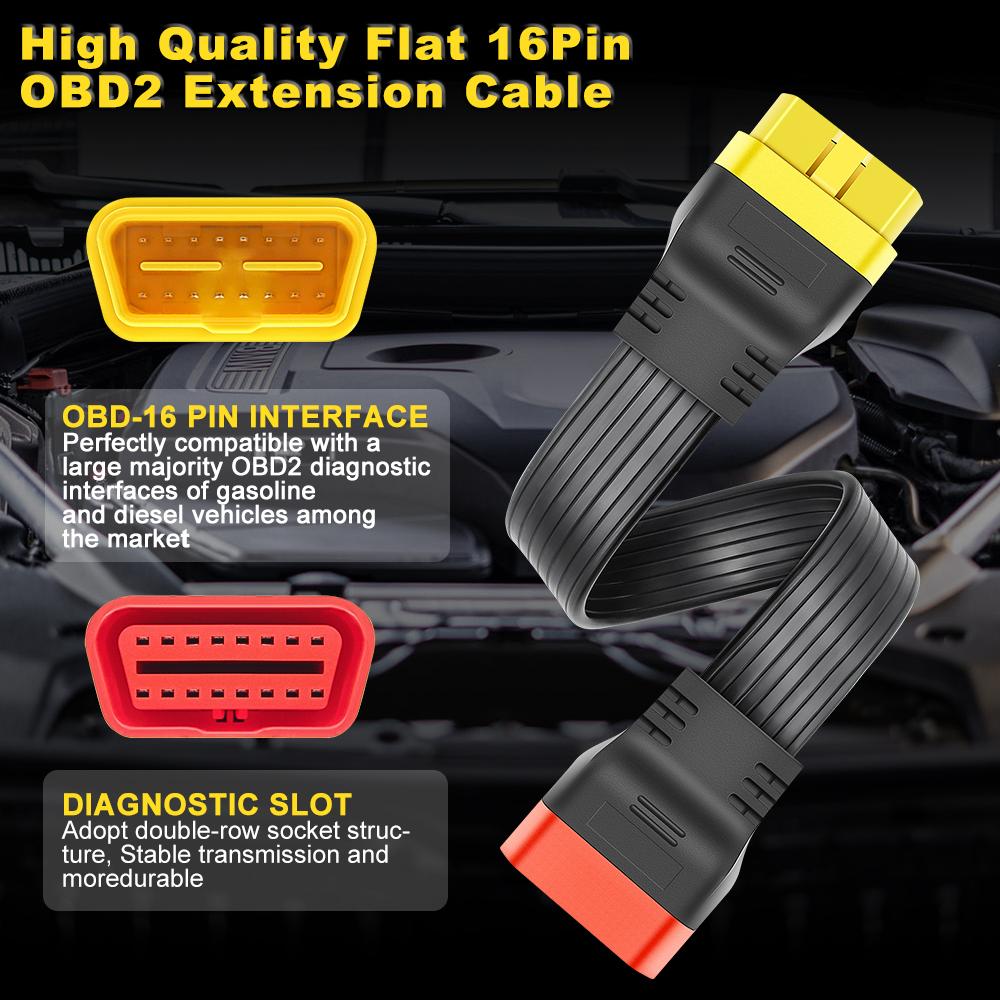 16-контактный разъем «папа-мама» OBD OBD2 OBDII удлинительный кабель для работы бензиновый дизельный диагностический инструмент OBD2 плоский 36 см 24awg разъем