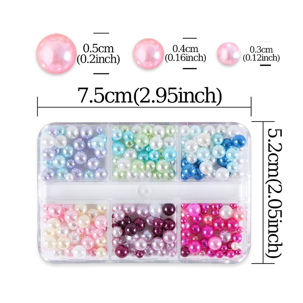1 коробка блестящих круглых искусственных жемчужных украшений для ногтей - смешанные размеры (3мм-5мм) для нейл-арта Charms, DIY Crafts украшения