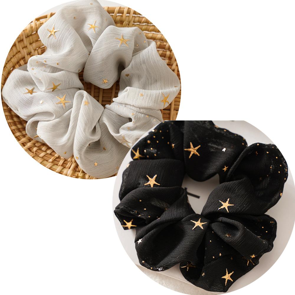 2 шт./набор Блестящая звезда Шифоновые резинки для волос Эластичные резинки для волос Женские Девичьи Держатель для хвостика Резинки Веревка Аксессуары для волос Мода