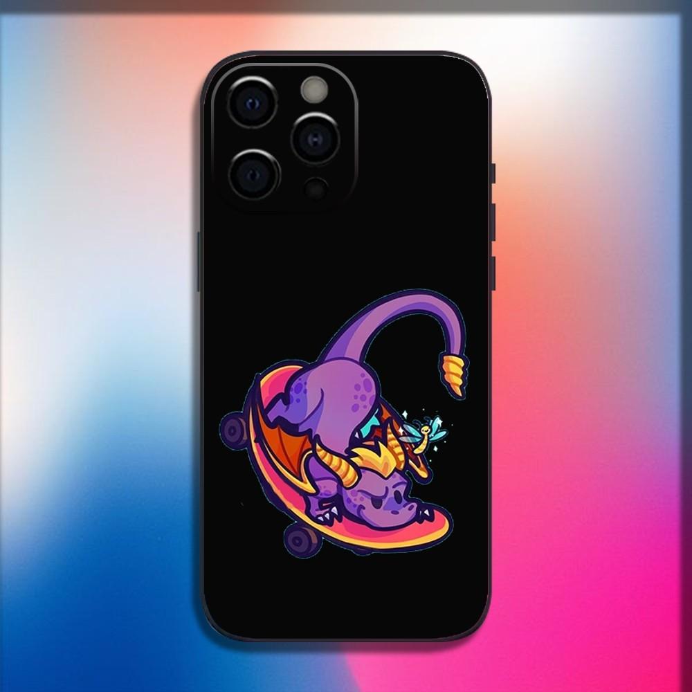 Чехол для телефона с изображением дракона из игры Spyro для iPhone 16,15,14,13,12,11, Pro, X, XS, Max, XR, Plus, Mini, Мягкий черный чехол