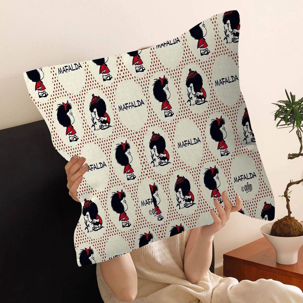 M-Mafalda Girl Pillow Gift Home Office Decoration Bedroom Sofa Car Cushion Cover Case 45X45