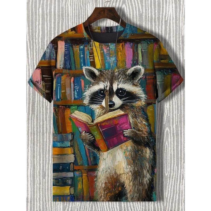 Милая футболка с рисунком выдры, кошки, панды, для мужчин, забавные футболки с 3D-принтом в виде животных, повседневные футболки с коротким рукавом и круглым вырезом, уличные спортивные футболки