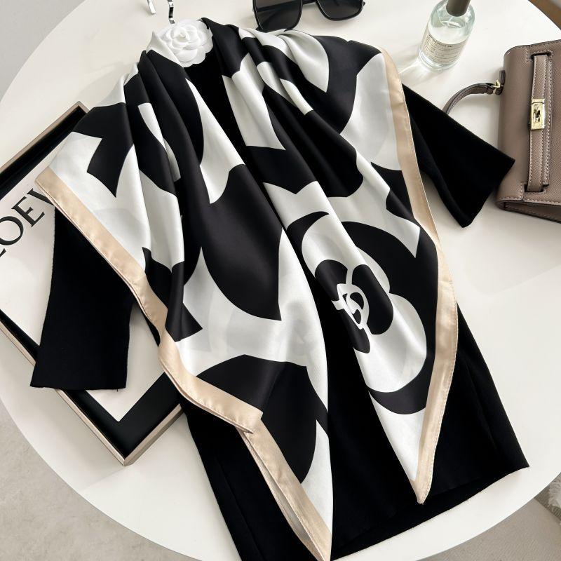 Печатный буквенный высококачественный искусственный шелк женский твил шелковый декоративный женский шелковый шарф