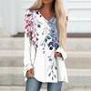 Women's Casual Long Sleeved V-neck Floral Print Long Loose T-shirt Top T-Shirts Women’s