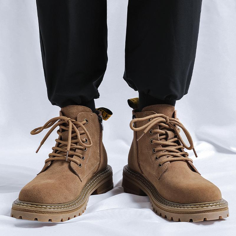 Мужские ботинки Мартин летние дышащие с большой головой увеличивающие рост универсальные трендовые рабочие ботинки новые кожаные ботинки цвета ревеня 3096-R