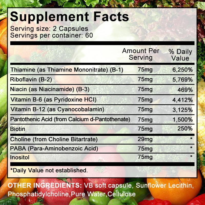 Vitamin B-Complex Maximum Strength Superfood Supplement with Essential B Vitamins for Energy and Immune Support