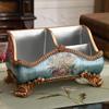 1PC Vintage Floral Pattern Resin Tray - Abstract Design Double Grid Remote Control Storage Rack and Desktop Organizer