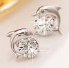 Silver Dolphin Zircon Earrings Japan and South Korea Sweet Wind Pure Silver Earrings Female Earrings Super Flash Diamond Earrings 2021 Trendy