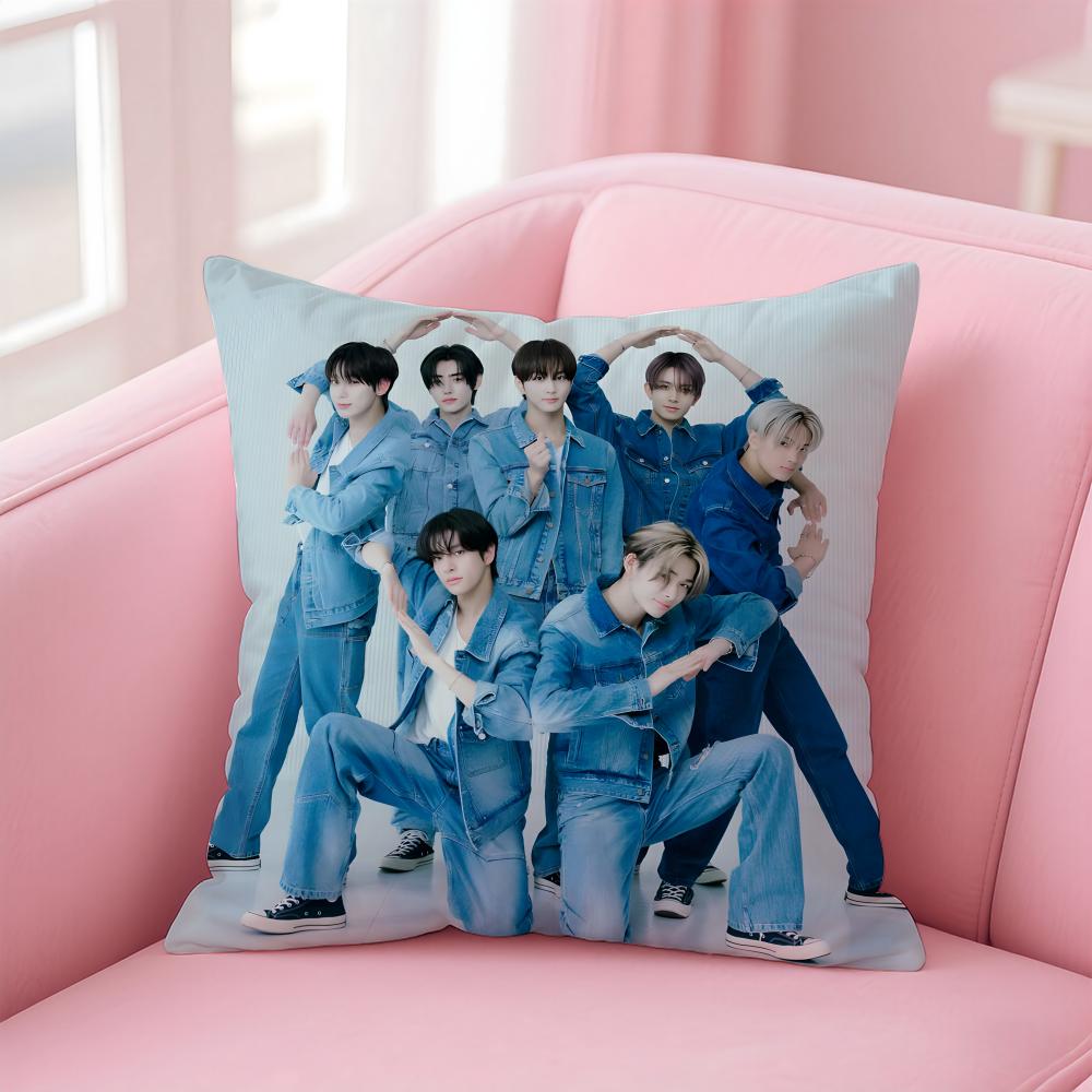 EENHYPEN Cushion Cover Pillowcase Short Plush Invisible zipper Room Sofa Cushion Cover