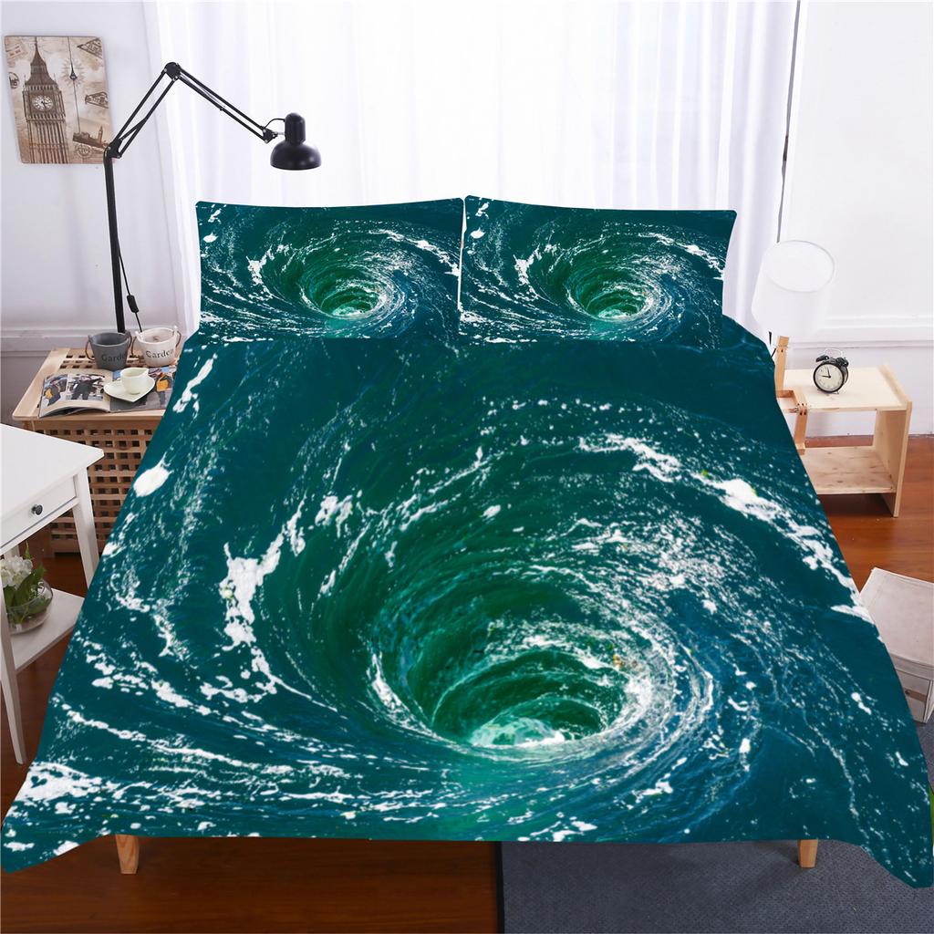 Пододеяльник с изображением природы и пейзажа, размер King/Queen, комплект постельного белья с изображением синего неба и гор в стиле модерн, акварель, 2/3 предмета, полиэстер, пододеяльник