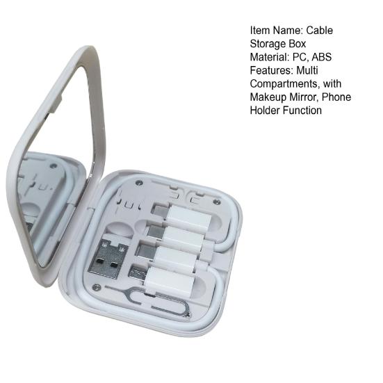Многослотовый держатель для телефона, функция хранения кабеля, ящик для хранения с зеркалом для макияжа, быстрая зарядка, U-образный контейнер для хранения дисков для дома