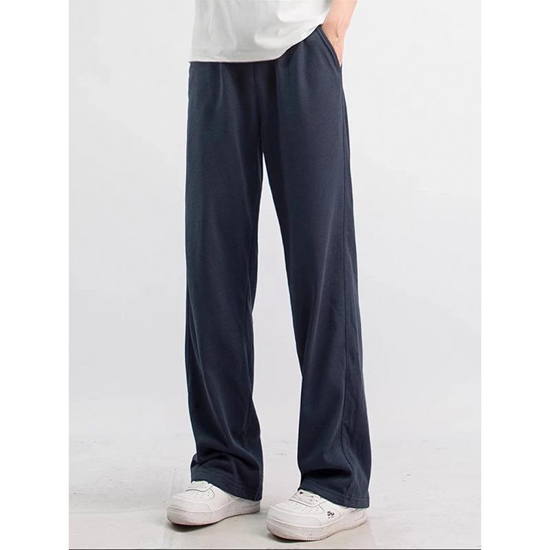 Мужские темно-синие спортивные штаны в стиле ретро - Зауженные прямые штанины, Свободный крой, Повседневная одежда на осень/зиму