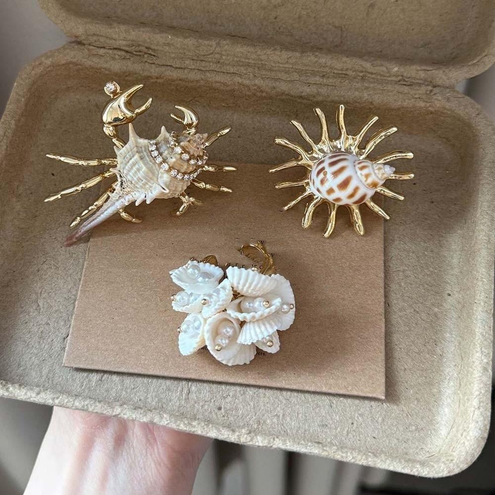 Gold-Tone Plated Finish Boho Ocean Animal Jewelry Conch Shell Wrap Ring Tropical Island Getaway