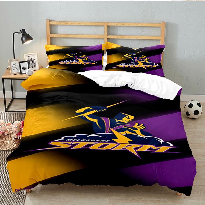 Melbourne Storm Team 3PCS Bedding set,Ideal for 1pc Duvet Cover And 2pcs Pillowcases Perfect for Fan gift,Ideal for Bedroom, Dormitory