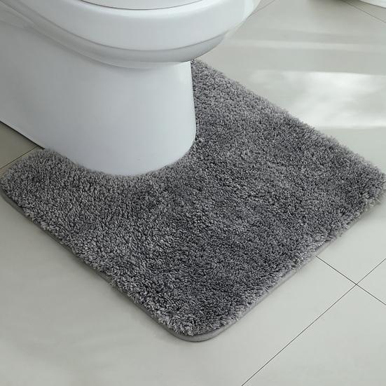 Absorbent Toilet Rug U Shaped Plush Floor Mat Machine Washable Non Slip Contour Bathroom Rug Dry Quickly for Toilet