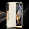 Кожаный чехол для телефона Samsung Galaxy Z Fold 6 5 4 3 Fold6 Fold5 с позолоченным магнитным шарниром и подставкой, задняя крышка с зеркальной пленкой