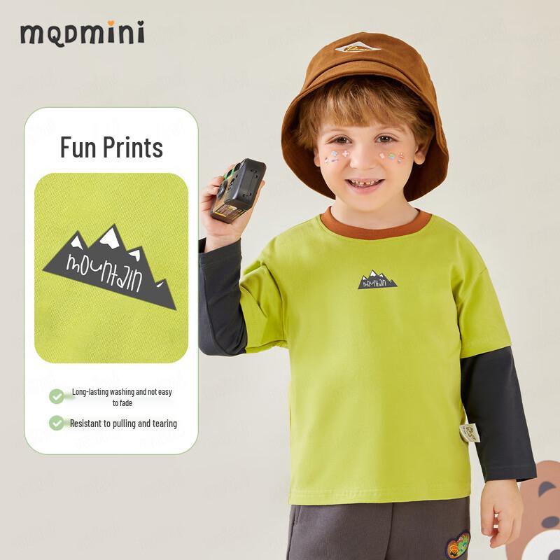 Мальчишеская футболка MQDMINI с длинным рукавом, имитирующая двухпредметный образ