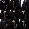 Men's Fashion Collar Pin Set: Japanese & Korean Style with Eagle, Crown, Tassel, and Cross Jewelry.