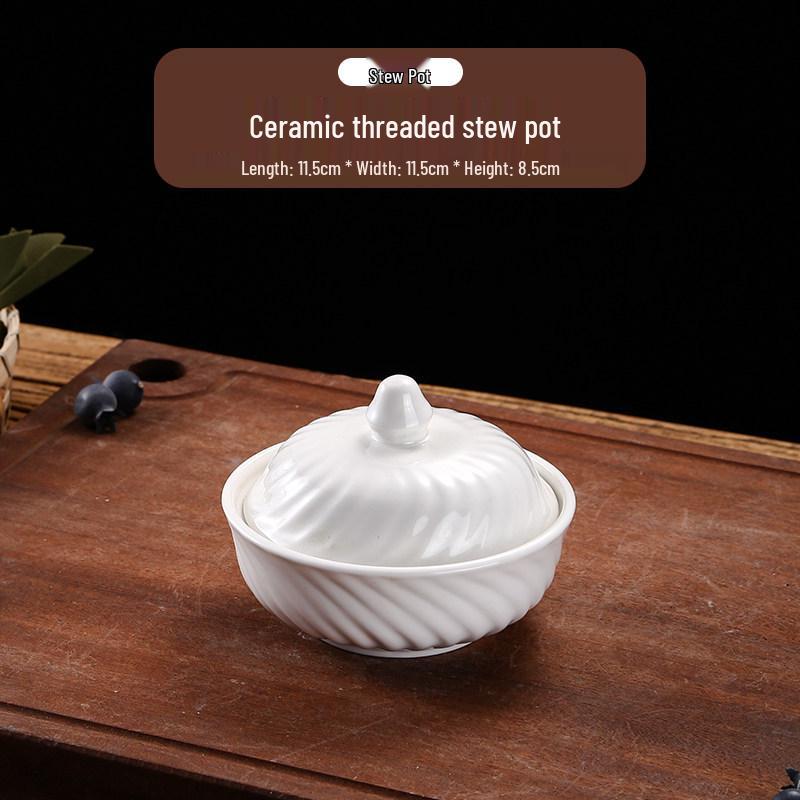 Ceramic Double Boiler Stew Pot with Lid for Soup, Bird's Nest, and Steamed Eggs