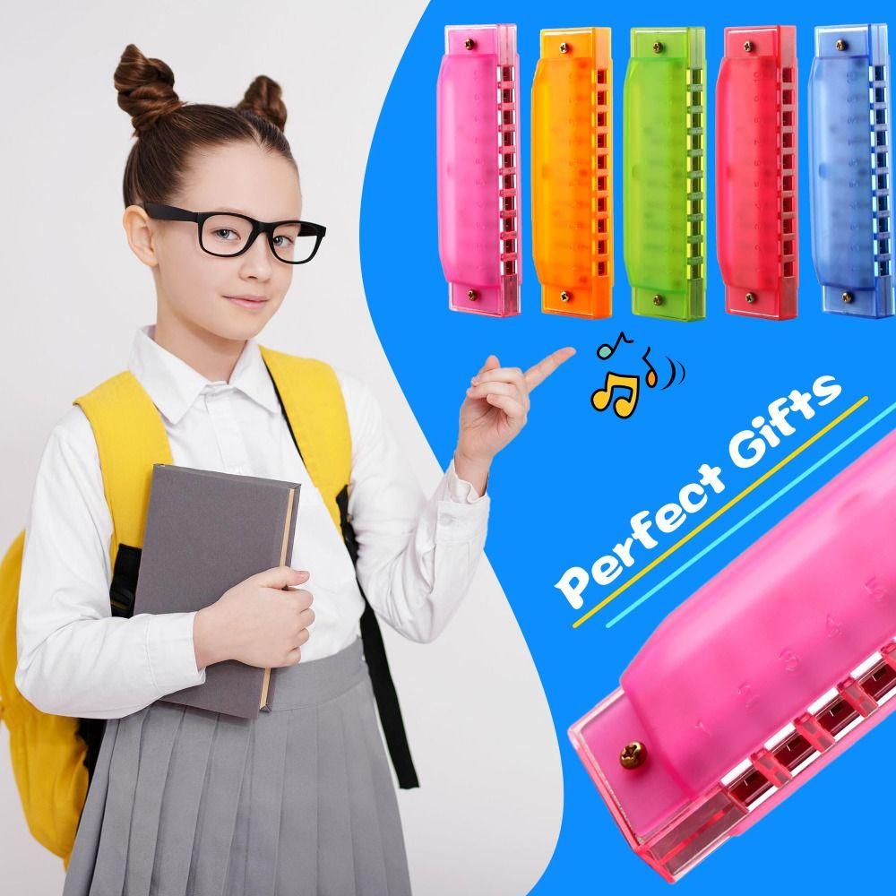 Bright Color Blues Harmonica Translucent Diatonic Harmonica Kids Educational Toy
